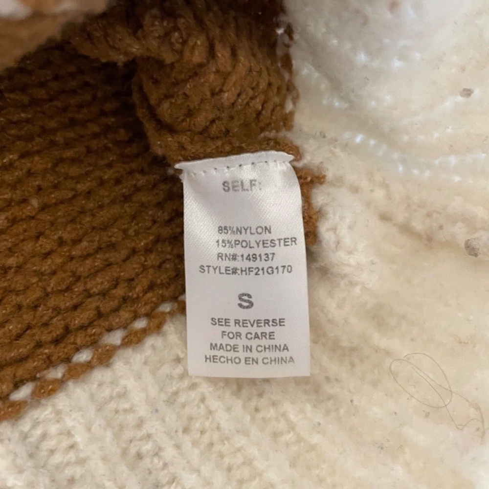 HYFVE Womens Knit Striped Sweater Brown/Cream Cropped Size Small - Picture 5 of 6